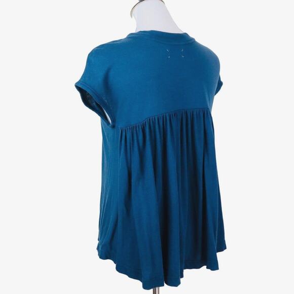 Lou & Grey Size XS Cotton Jersey Knit Tee Cap Sleeve Crew Neck Blue - Picture 3 of 9